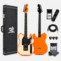 Mojolnir Stage-T Pixel Electric Guitar, Original 8-Bit Inspired Design, Semi-Hollow Lightweight Build, MTL-50 Alnico Pickups, Brass Compensated Bridge, Hard Case Included