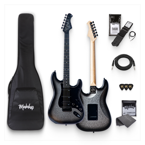 Mojolnir M30 Beginner Electric Guitar Kit, HSS Ceramic Pickups, 11 Tones, MojoTrick System, 2-Year Warranty, Premium Engineered Ebony Fretboard, Padded Gig Bag